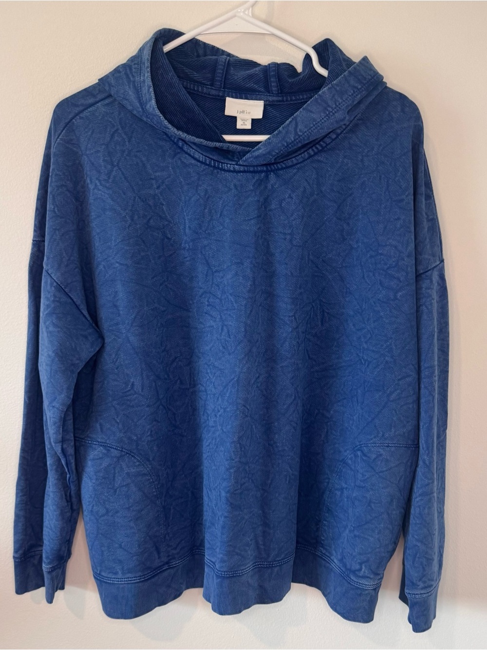 J.Jill Fit Women’s XL Petite Blue Mineral Wash Cotton Pullover Hoodie